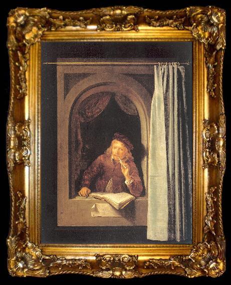 framed  DOU, Gerrit Painter with Pipe and Book, ta009-2